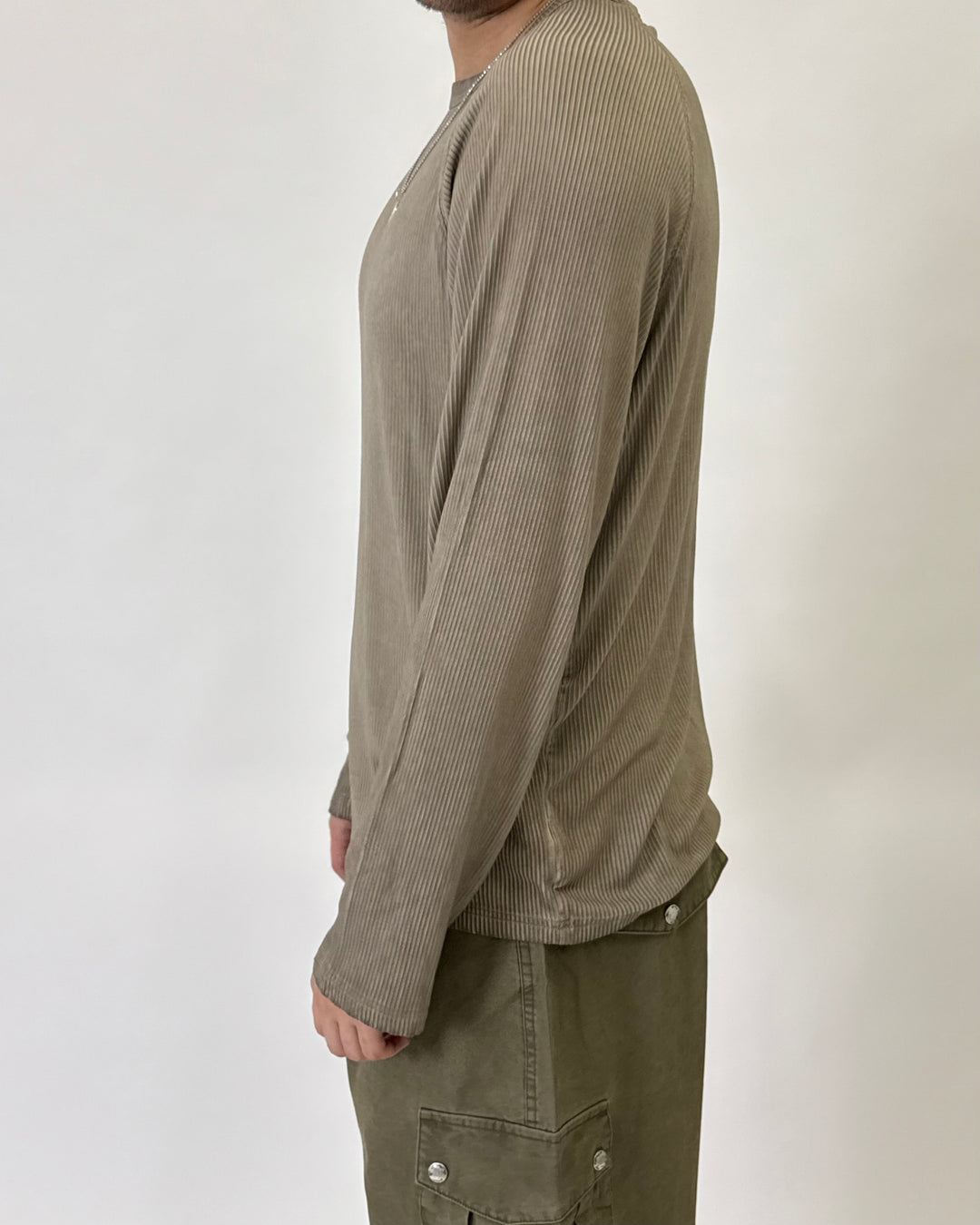 Ribbed Longsleeve Sand Beige S1110