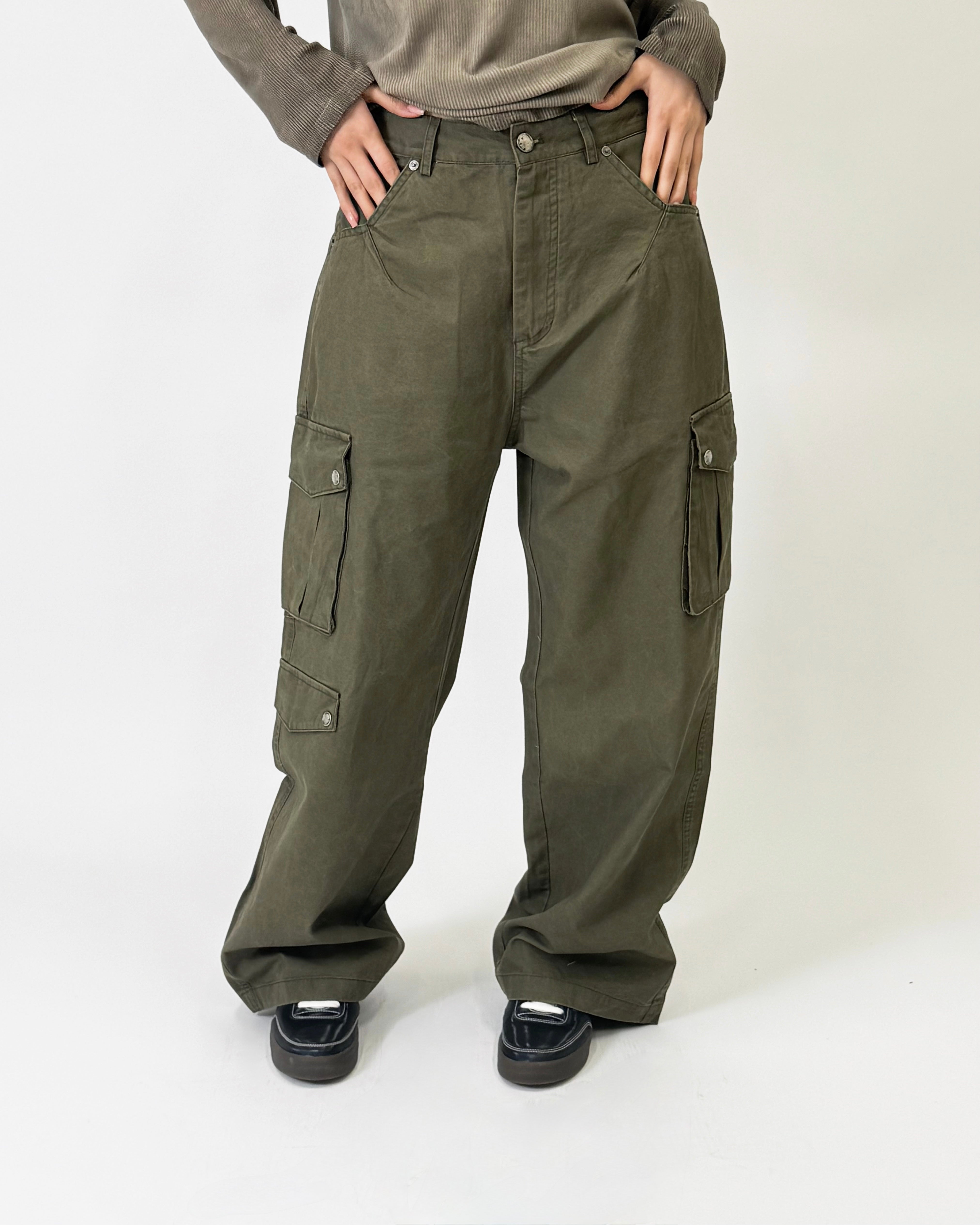 パンツ wide fit cargo pants - khaki グランジワイドカーゴパンツ_カーキ - NINENUTS | 60% - アジア