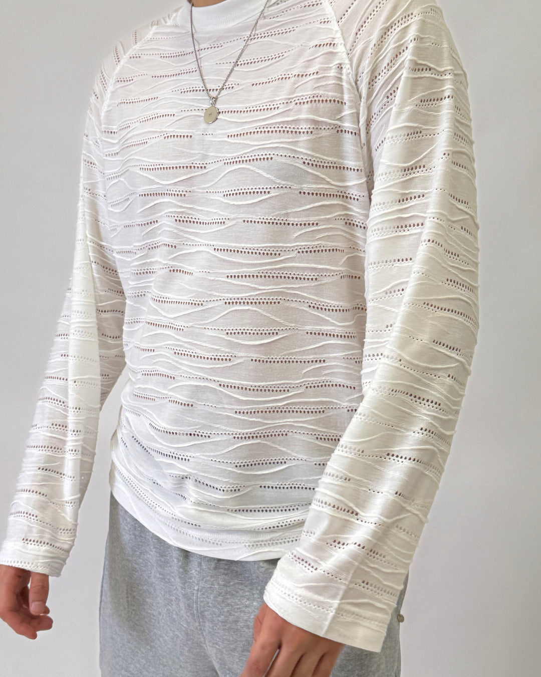 Textured Longsleeve White C1201