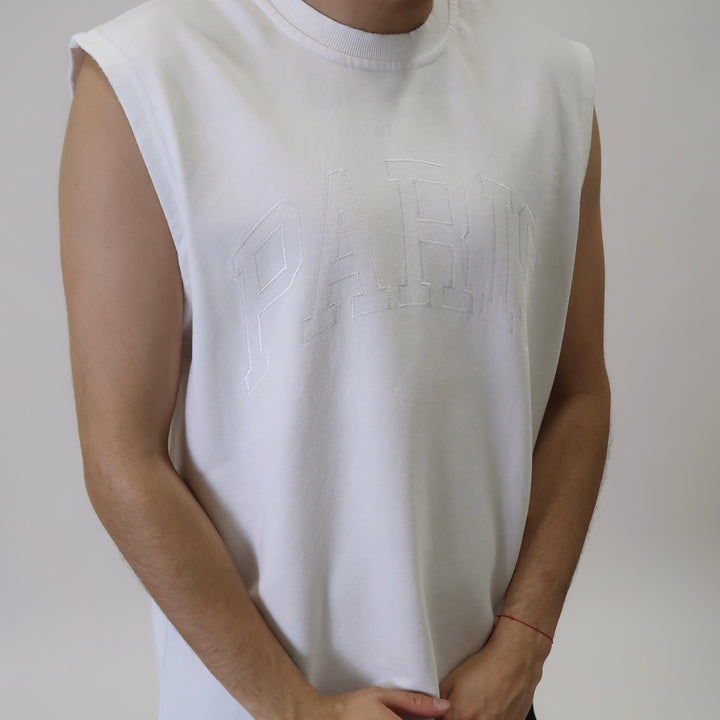 Paris Washed Tank White S1108