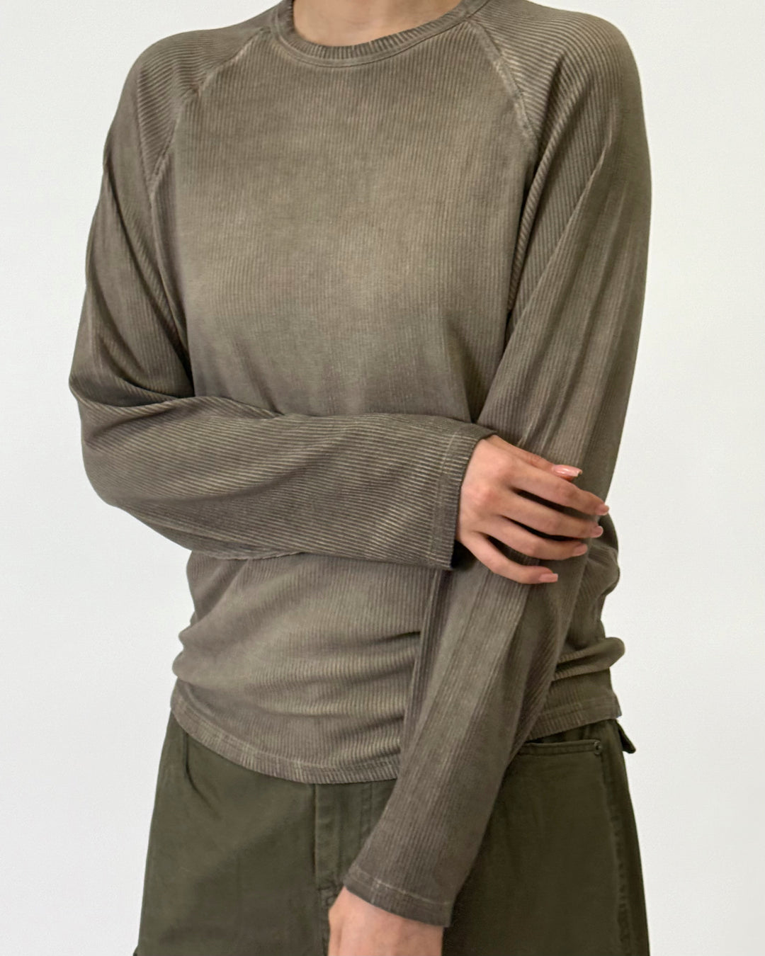 Ribbed Longsleeve Sand Beige S1110