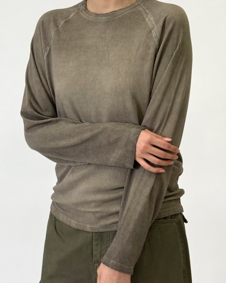 Ribbed Longsleeve Sand Beige S1110