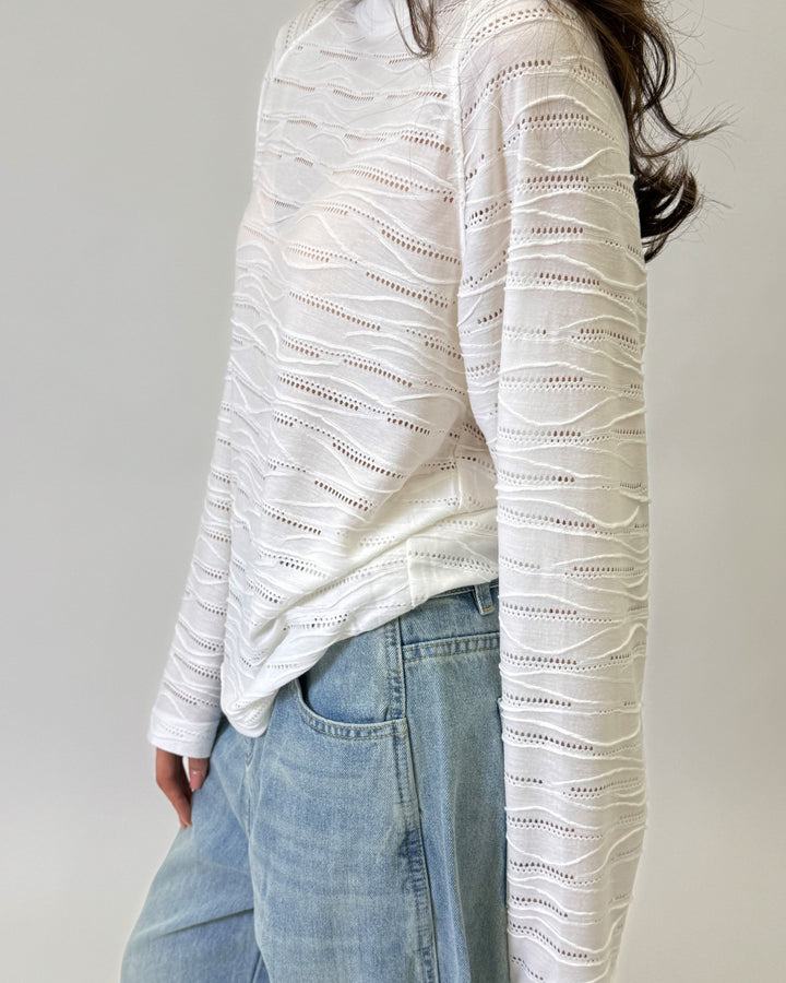 Textured Longsleeve White C1201