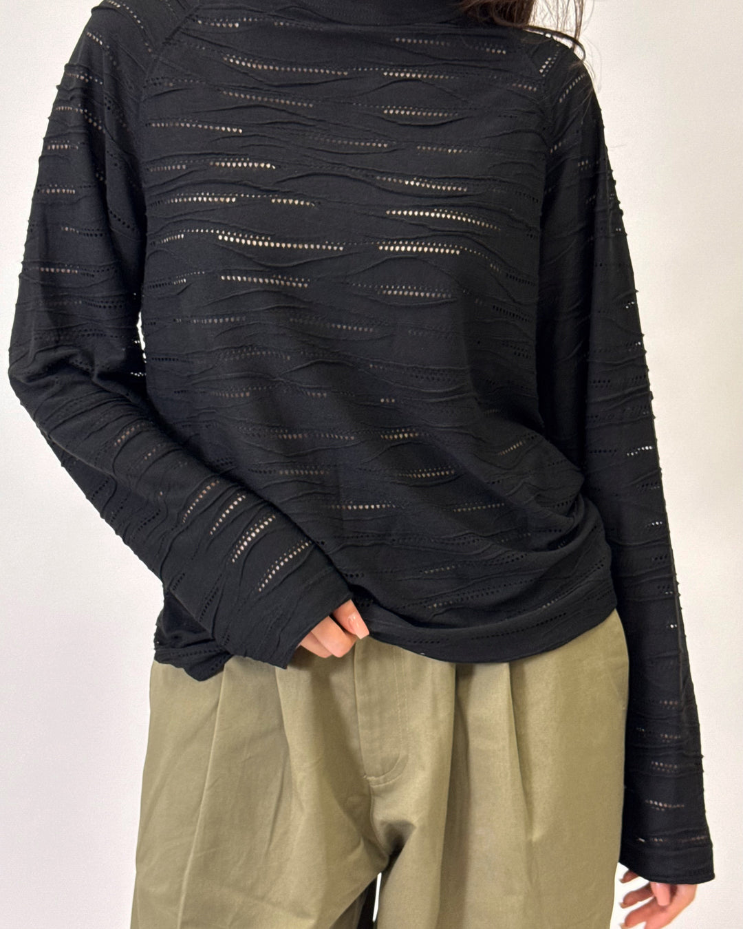 Textured Longsleeve Black C1201
