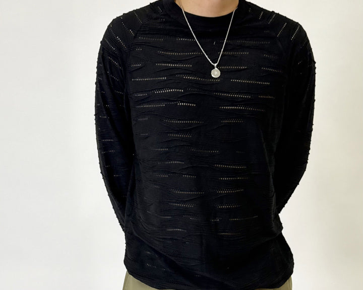 Textured Longsleeve Black C1201