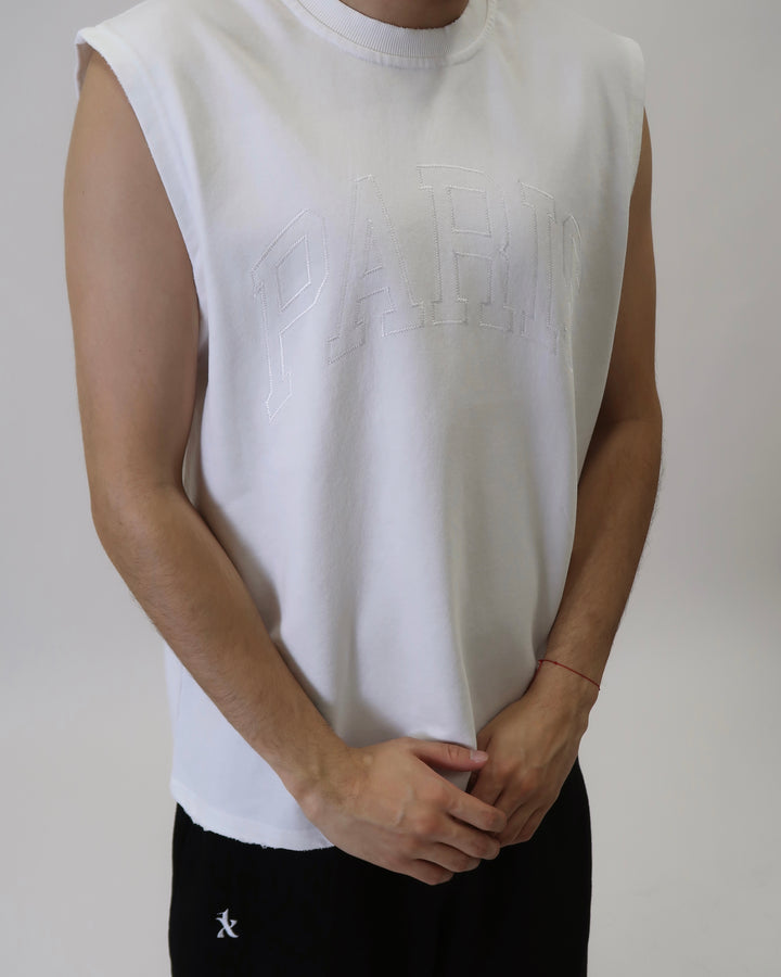 Paris Washed Tank White S1108
