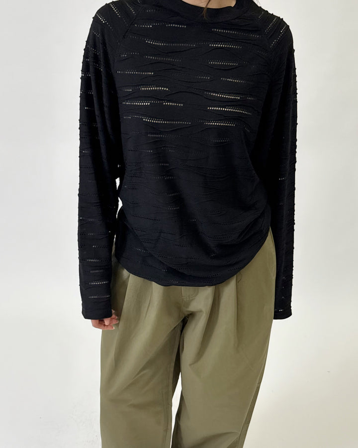 Textured Longsleeve Black C1201