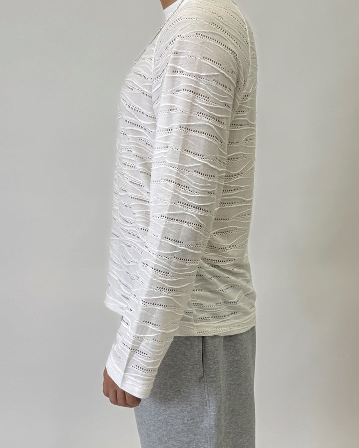 Textured Longsleeve White C1201